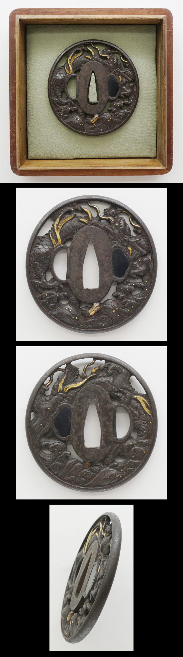 Tsuba : Mumei (A dragon and waves are engraved)