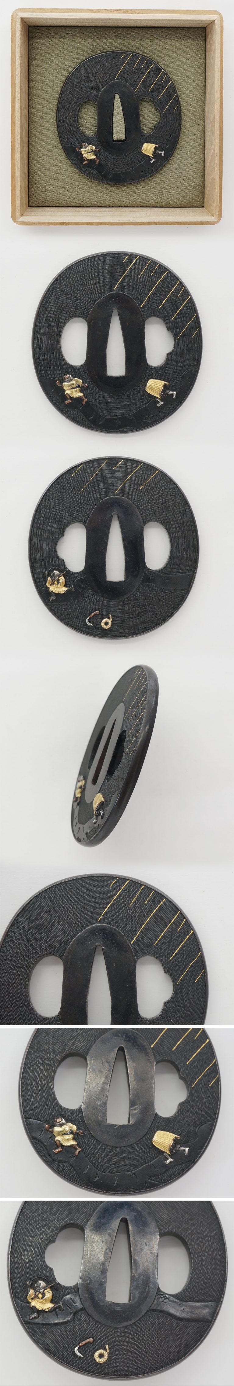 Tsuba:mumei rain scene